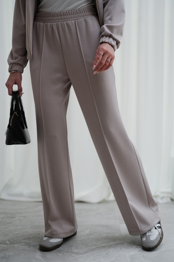 Luksusowy Komplet Damski Masełko Bluza Rozpinana + Spodnie Wide Leg Premium Soft Touch Elegancja & Komfort-BEŻ